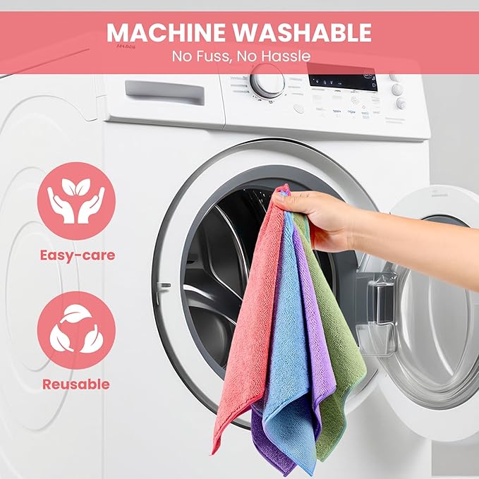 Microfiber Cleaning Cloth, 150 Pack Assorted Color Cleaning Rags for Housekeeping, Colorful Reusable Microfiber Towels for Car, Kitchen, Bathroom and Household Cleaning Supplies, 11.8"X11.8"