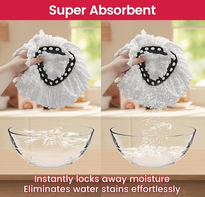 Mop Replacement Heads for O-Ceda Mop Replace Head Easy Wring Spin Mop Heads Replacements, O-Cedar Microfiber Spin Mop Refills, Spin Mop Replacement Head (White-6-pack)
