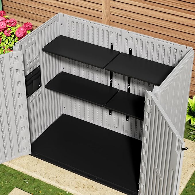 KINYING Plastic Shelving for 37 Cu.ft Horizontal Shed and 57 Cu.ft Vertical Shed, 25.5 in * 13 Per Piece,2 Pack in One Package, Easy Assembly