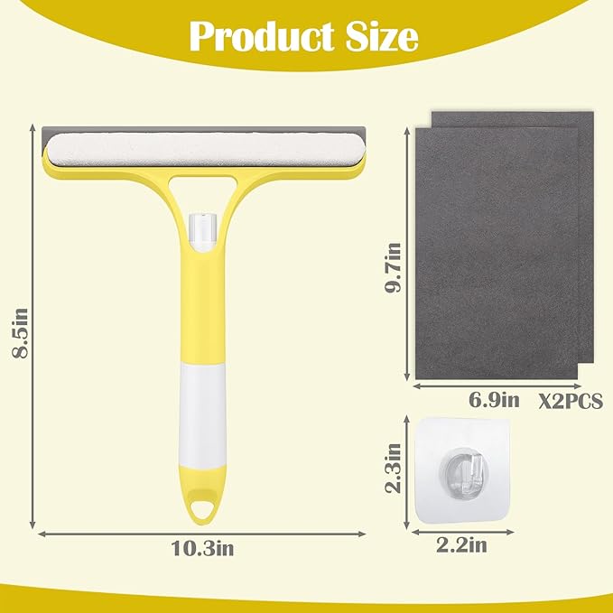 XANGNIER Window Cleaner Tool Kit,2025 3 in 1 Window Cleaning Scraper with Spray,Thickened Magic Cleaning Cloth,Window Scrubber Cleaning Squeegee for Glass,Mirror,Shower Doors,Car Windshields(Yellow)