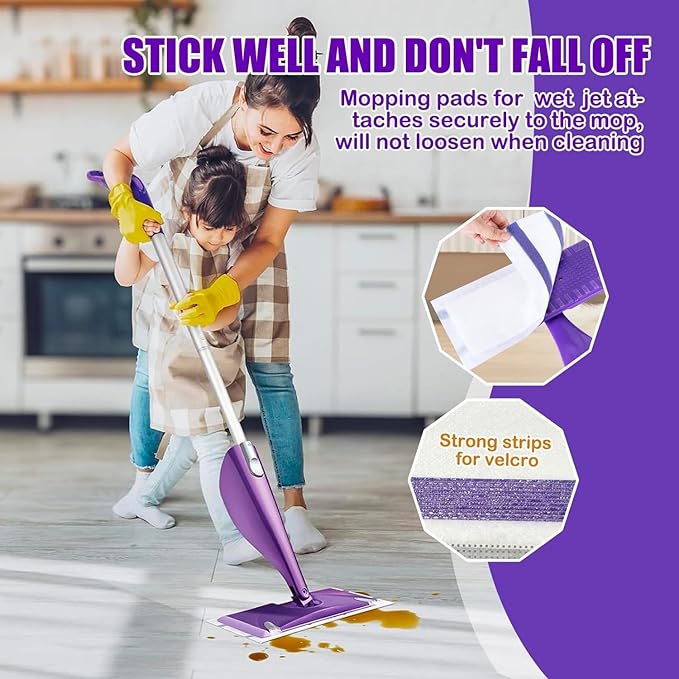 Mop Pad Refill Compatible with WetJet Spray Mop, Wet Jet Mopping Pads for All Purpose Multi Surface Hardwood Floor Cleaning, 4 Layers Thickened and Super Absorbent, 80 Count. (80)