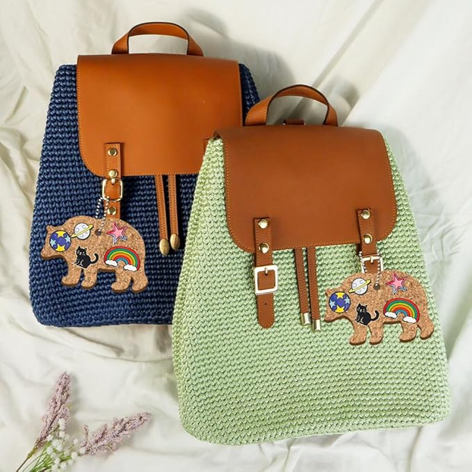 peacoblue 4Pcs Bear Enamel Pin Holder Display Board Collection with Key Chain for Bag, Backpack 4.7" x 3.1", Pins Display Frame Organizer Storage to Show Unique Styles for Student, Male, Female