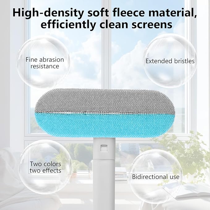 2 PCS Screen Cleaner Brush, 4-in-1 Window Mesh Cleaning Tool, Wet and Dry Dual-Use
