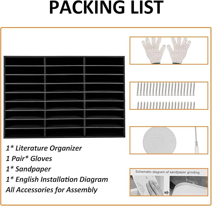 LOYALHEARTDY Desktop Literature Organizer,27 Compartments Paper Storage Cabinet Mail Organizer, 31.5 X 12 X 21.69 in Desktop File Sorter Mail Center Mailbox School Classroom Keepers for Home & Office