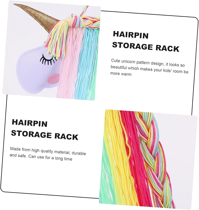 Hemoton Unicorn Hair Clips Organizer Woven Wall Hanging Storage for Hair Bows Clips and Headbands Decorative Fringe Holder for Boy Girl Accessories and Decor