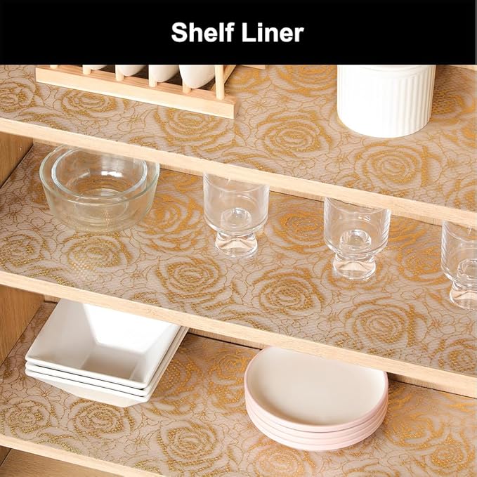 Cooyes Shelf Liner – Premium Non-Adhesive Cabinet & Drawer Liner for Kitchen – Waterproof Shelf Paper with Modern Pattern – Durable EVA Cabinet Mat – Easy to Cut （24" W x 240" L）