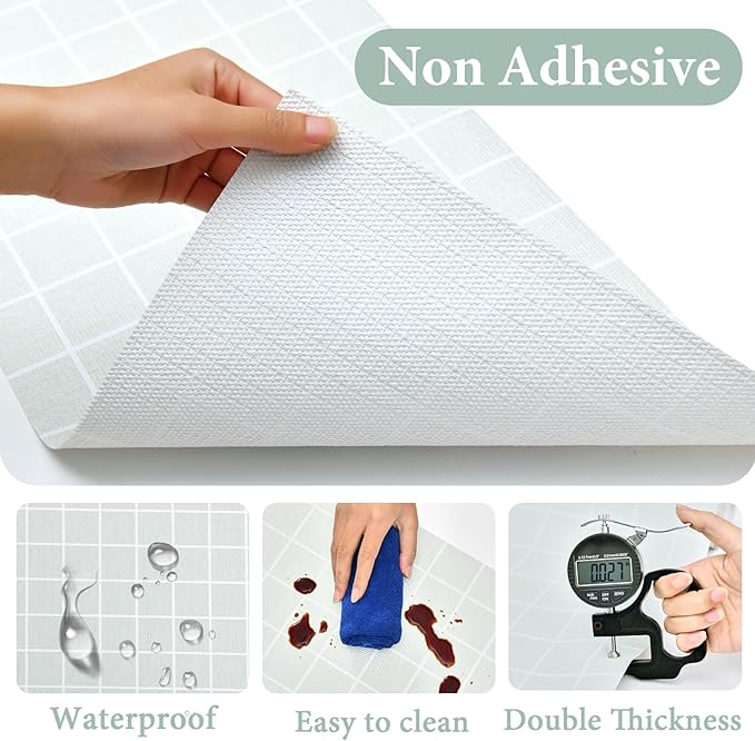 Drawer and Shelf Liner for Kitchen Cabinet: 12 in X 20 Ft Non Slip Waterproof Shelf Paper Non Adhesive Refrigerator Liners Light Gray Grid Easy Liners for Bathroom