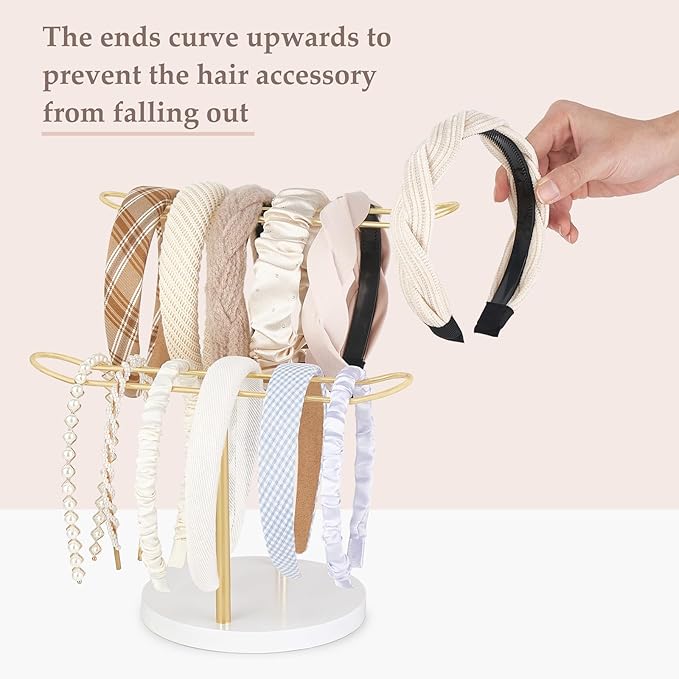 Dahey 2-Tier Headband Holder Organizer and Scrunchie Holder Hair Accessories Organizer Stand Modern Metal Hair Tie Holder Organizer Storage Bedroom College Dorm Decor for Girls Women