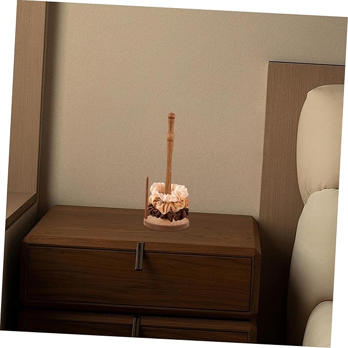 Homoyoyo Wooden Scrunchies Holder Stand: Hair Accessories Organizer Desktop Hair Tie and Jewelry Display Rack for Women Girls Bedroom Bathroom
