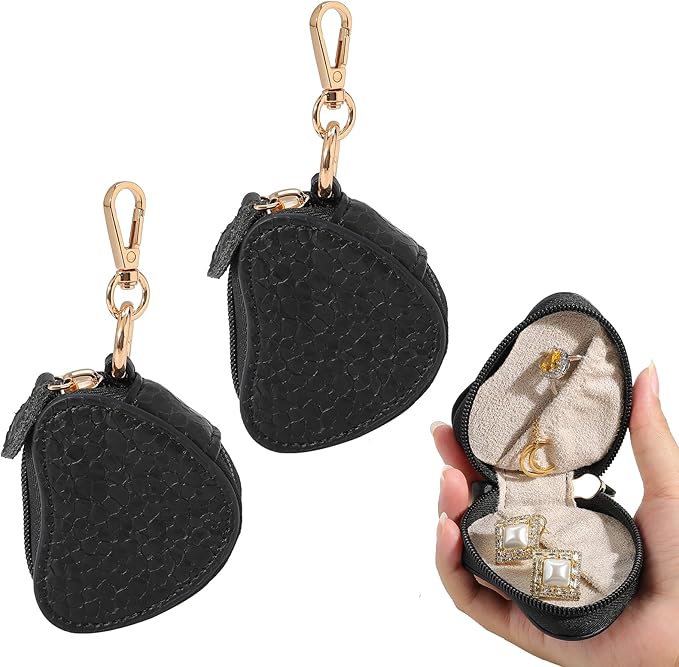 Jewelry Ring Holder Keychain – Portable Travel Gym Jewelry Storage Case for Rings Earrings Studs Necklace, Mini Jewelry Organizer Box Gym/Sports Jewelry Case (Jewelry Holder-Blue)