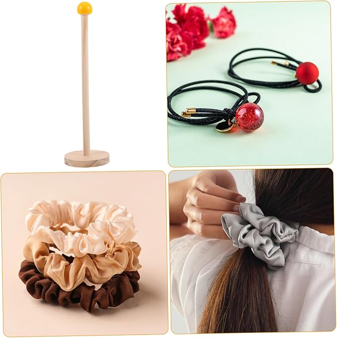 Wood Hair Accessories Organizer Stand with Unique Ball Shape for Versatile Scrunchies and Hair Ties Holder Rack for Bedroom Bathroom and Rooms
