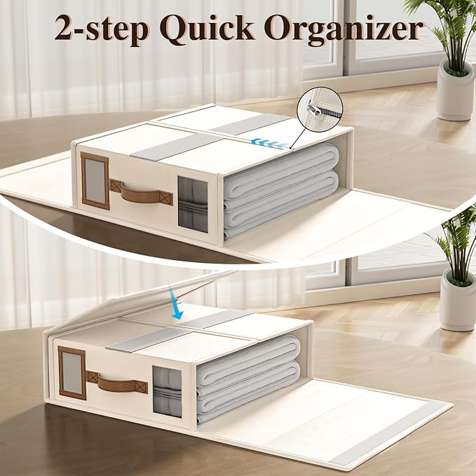 8 Pack Bed Sheets Organizers And Storage (King Size),Foldable Sheet Organizer With Handle For Linen Closet,Bedding Organizer Storage For Sheets, Duvet Cover (Beige)
