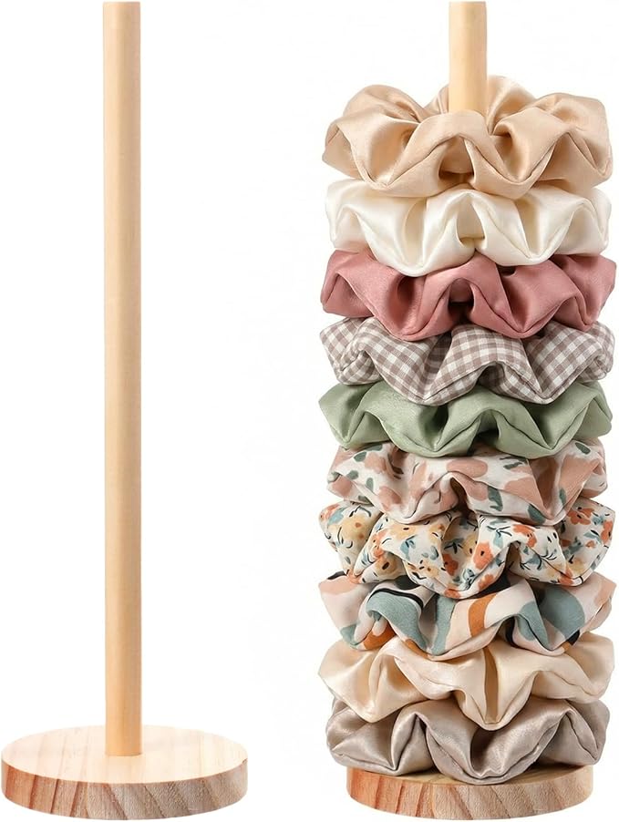 2 Pcs Scrunchie Holder Stand Hair Tie Organizer 15-20 Scrunchies Hair Accessories Organizer Storage Display Modern Vertical Hairs Tie Display for Women Girls Bedroom Decor Bathroom