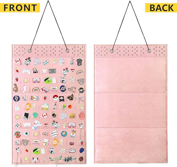 Pin Collection Display Case - Wall Hanging Brooch Organizer for Enamel Pin Collections, Storage Holder