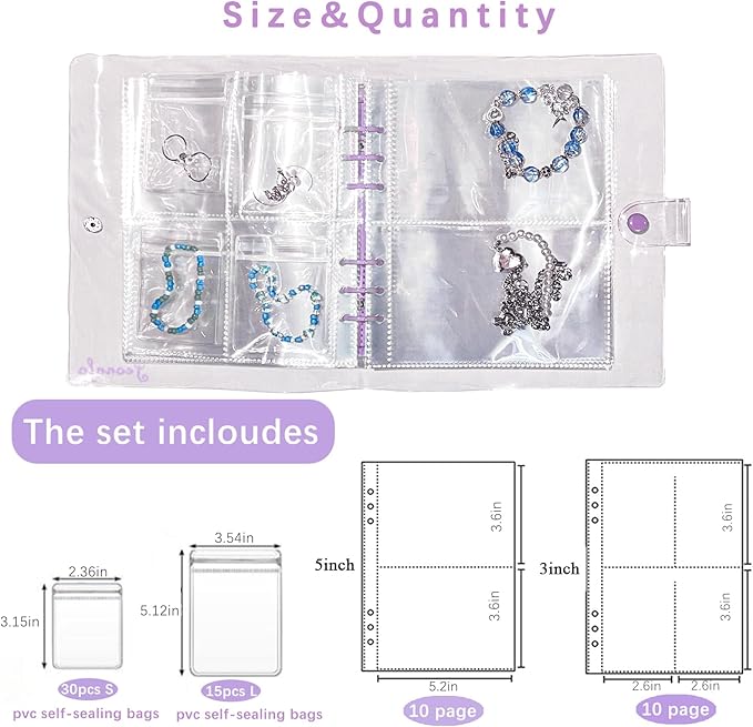 Travel Jewelry Organizer Book, High Capacity Clear Jewelry Storage Book with Portable Thick PVC Pouches,Jewelry Organizer Bags for Earrings Necklace and Rings