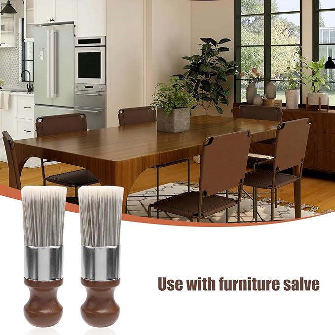 2pcs Salve Brush for Leather Furniture, Wood & Leather Cleaning Brush with Soft Nylon & Polyester Bristles, Brown