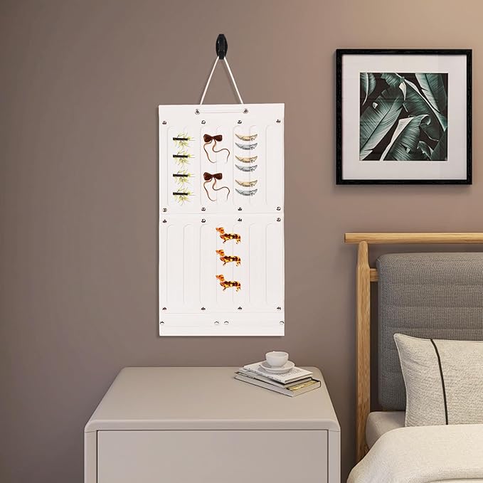 Wakauto Felt Hanging Jewelry Organizer Bag for Earrings Necklaces Bracelets with Hairband Holder Ponytail Storage Wall-mounted Accessory Organizer
