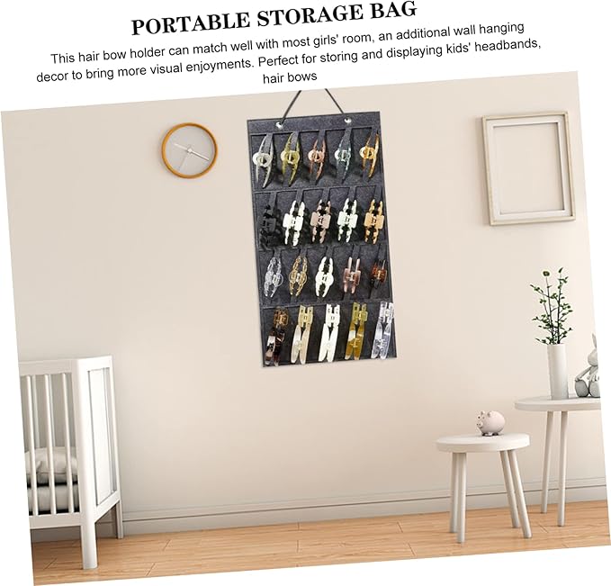 Hanging Hair Bow Organizer for Girls Wall-mounted Headband Storage with Space-saving Design Hair Accessories Display and Easy Access
