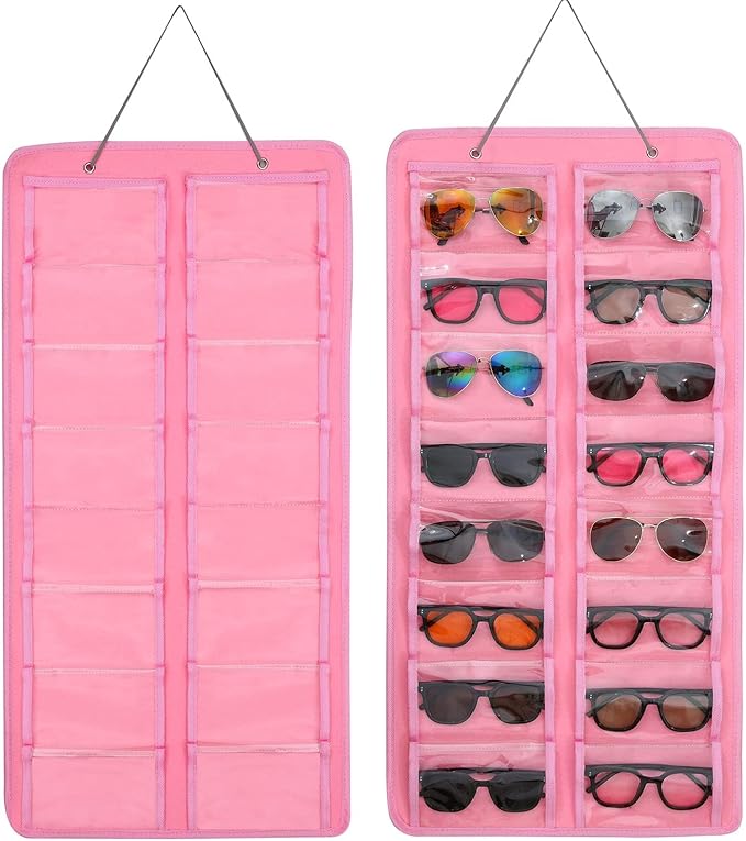 Sunglasses Dust-Proof Organizer Storage Wall Mounted Hanging Sunglasses Organizer 16 Slots Glasses Storage Organizer Holder