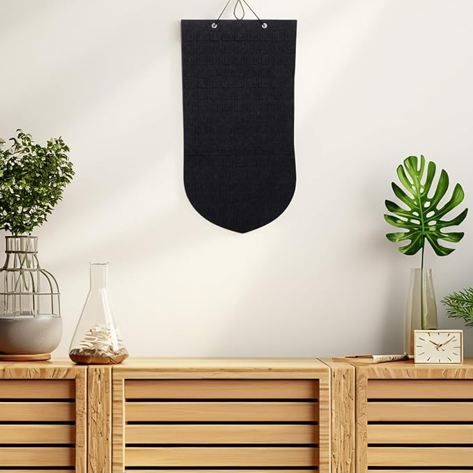 Wall Hanging Brooch Pin Organizer Bag with Felt Material, Deep Gray Lapel Badge Display Storage for Jewelry Collection and Pin Holder, Home Accessory Organizer