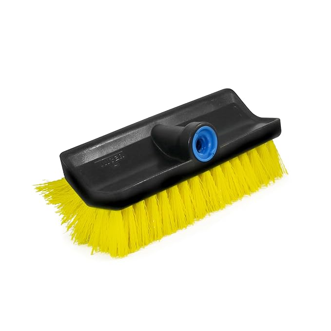 Unger Professional Hydropower Lock-On 10” Bi-Level Scrub Brush, Cleaning Supplies, Scrubber Tool, Compatible with Waterflow Poles, Use in Garage, Driveway, Deck, Concrete, Cement, & Brick(Pack of 12)