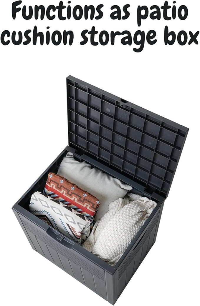 EHHLY 33 Gallon Deck Box, Small Outdoor Storage Box Waterproof, Lockable Secure Package Bin Delivery Box for Outside Front Porch, Patio Cushions Storage Box, Delivery Driver Snack Box for Porch, Grey
