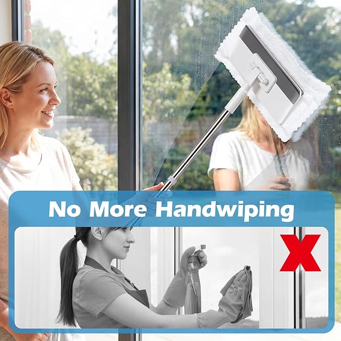 Mini Sweeper Mop,Masthome Reusable Clamp Mop with 50 " Stainless Steel Handle,1 Second Installation,Flat Dust Mops for House Wall,Bathroom, Windows, Corners, Includes 1 Sweeping Cloth