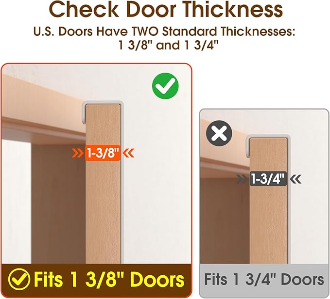 Long Over The Door Hooks Hanger with 15.75" Arms for Easier Access by Shorter, Heavy Duty Door Hanger for Coat, F16U, Fits Standard 1 3/8'' Doors, Towel Racks for Bathroom, White