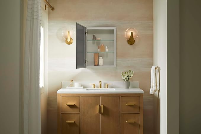 Kohler 55060-NA Embark Slim Medicine Cabinet Mirror, Adjustable Shelves, Bathroom Organizers and Storage, 16 in. W x 20 in. H