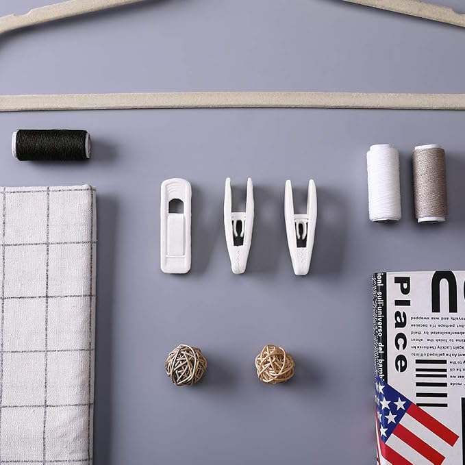 Trgowaul Velvet Hangers Clips, Pants Hangers Velvet Clips, Strong Finger Clips Perfect for Thin Velvet Hangers (20pc, White)