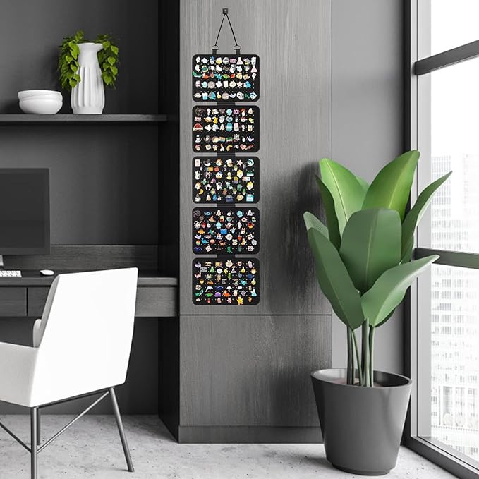 Wall Pin Organizer | Hanging Enamel Lapel Pin Display Panels Organizer with 5 Loose-leafs Board Pieces | Brooch Pin Enamel Pin Display Pages | Brooch Panels Wall Pin Display Organizer
