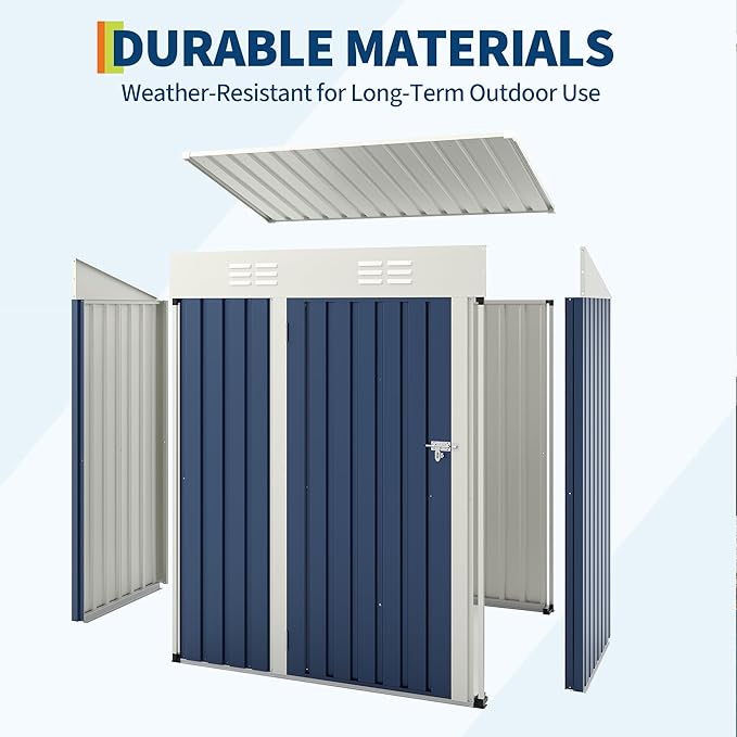 5x3 FT Outdoor Storage Shed, Tool Shed with Sloping Roof and Lockable Door, Compact Metal Tool Garden Shed for Garden, Backyard, Patio