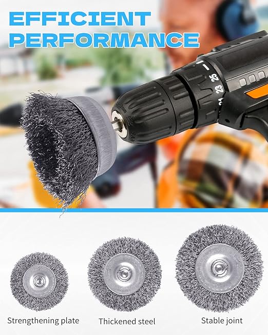 30 Pack Carbon Steel Wire Wheel Brush, Rocaris Cup Brush, Wheel Brush, Pen Brush Set with 1/4-Inch Hex Shank for Rust Removal, Corrosion and Scrub Surfaces