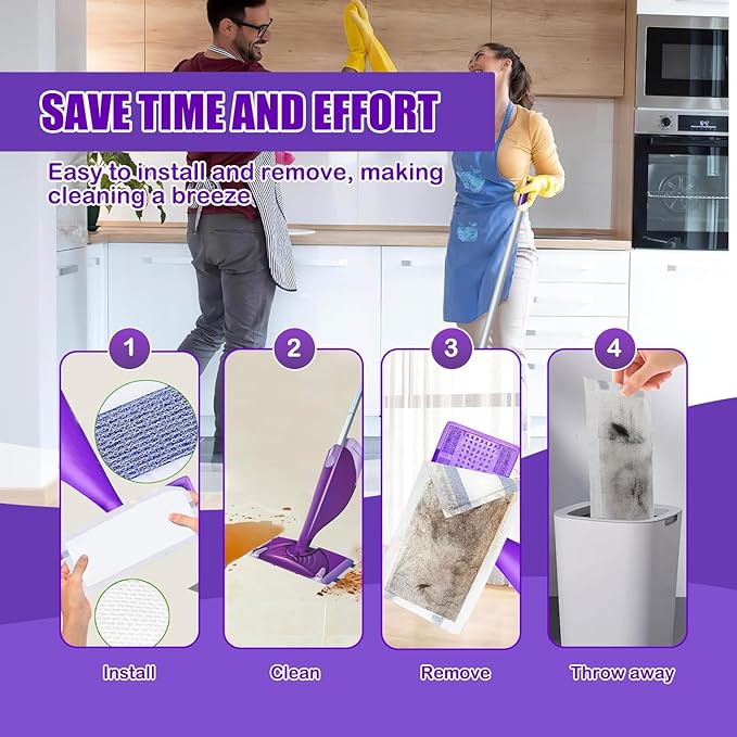 40 Pack Disposable Mop Pad Refills for Wet Jet Spray Mop Pads, Wet Jet Pads for All Purpose Multi-Surface Hardwood Floor Cleaning, 4 Layers Thickened Durable and Heavy Duty Absorbent