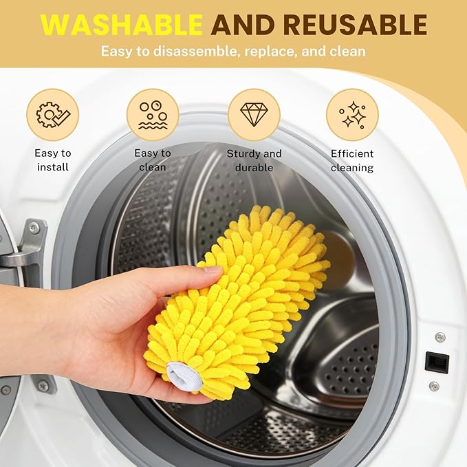 SetSail Dusters for Cleaning 4pcs Small Microfiber Duster Refills with 1 Handle Reusable Duster Refill Compatible with Swiffer Washable Duster Cleaner Kit for Furniture, Blind