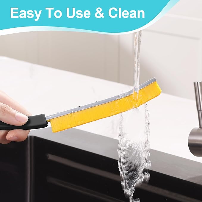 JOYMOOP 4 Pack Crevice Cleaning Brush, Hard Bristle Grout Brush, House Cleaning Supplies, Magnetic Gap Cleaning Brush for Kitchen, Bathroom, Window, Toilet, Multifunctional Cleaning Tools-4 Colors