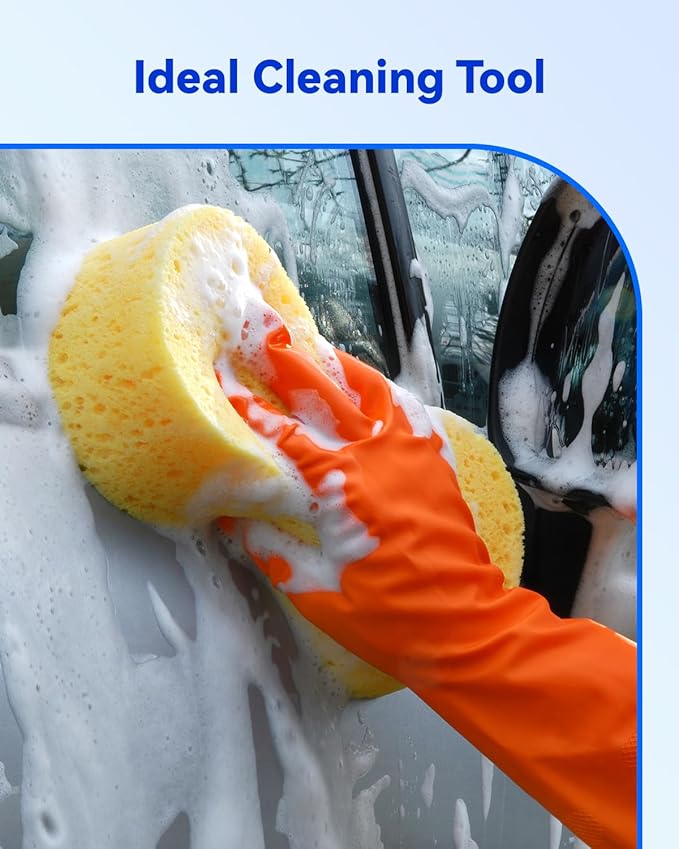 Temede Car Wash Sponge, Car Cleaning Large Sponges, All Purpose Sponges for Cleaning, Easy Grip Thick Foam Scrubber, Giant Bone Sponge for Kitchen, Bathroom, Household Clean