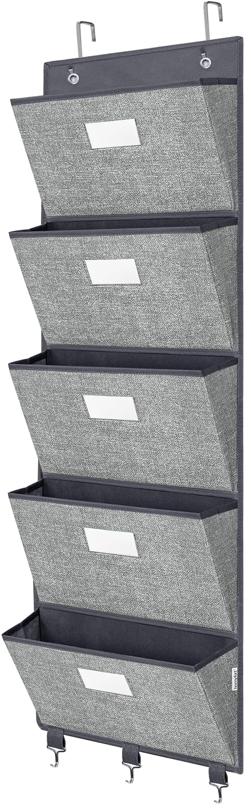 homyfort Over the Door Wall File Organizer, Hanging File Folders Organizer with 5 Large Pockets for Office and Back to School Supplies, Papers, Charts, Mails, Magazine Storage and Organization