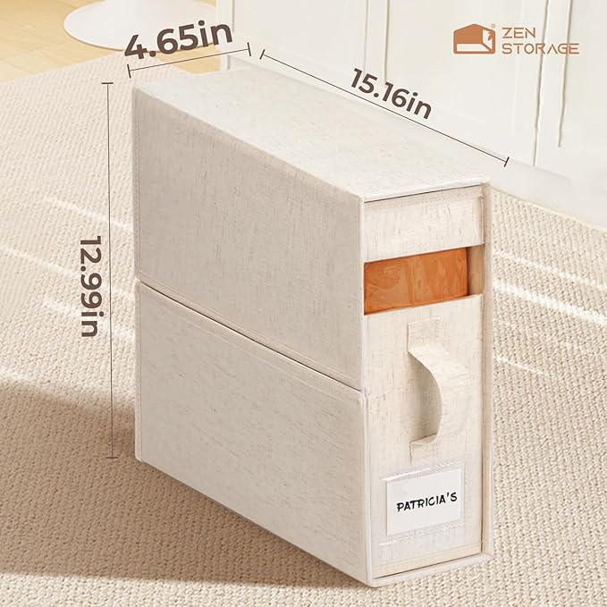 6Pack Linen Sheet Organizers and Storage - King/Queen Size Sheet Storage Organizer with Window, Foldable & Dustproof Sheet Organizer for Linen Closet for Summer Blankets & Sheet Sets,Off-white