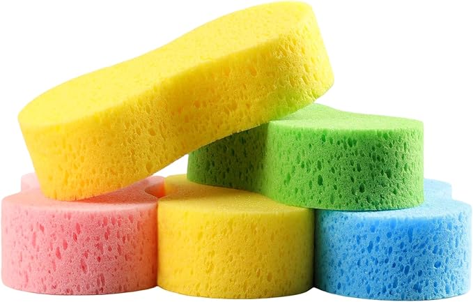 Temede 5-Pack Car Wash Sponges, 9.1" x 4.3" x 2.4" Large Sponges, Extra Thick Foam Kit for All-Purpose Cleaning, Ideal Washing Sponges for Kitchen, Bathroom, Household