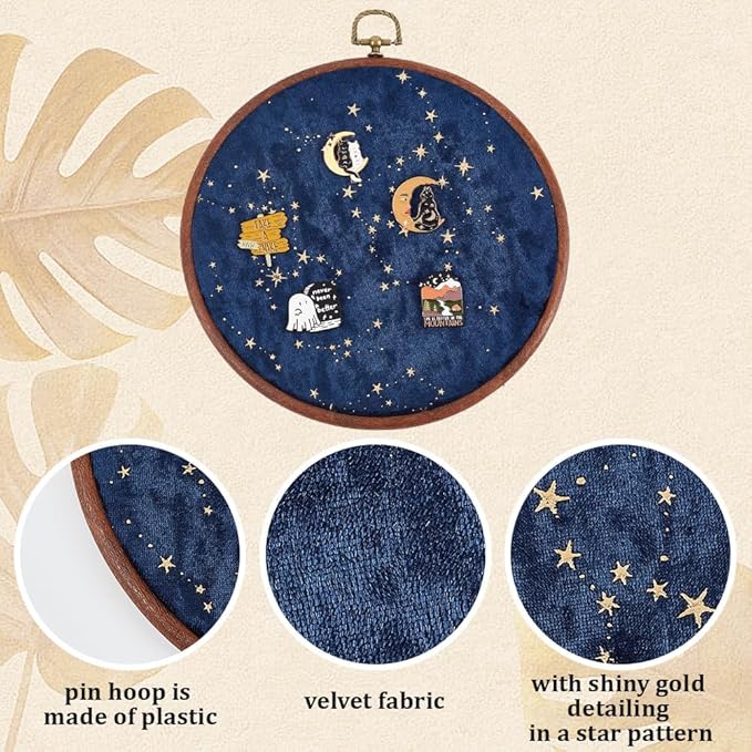 Wall Hanging Brooch Round Pin Board Enamel Pin Display Holder Jewelry Badge Display Collection Board Brooch Round Pin Display Stand for Stud Earring Collectibles Display Wall Decor Black