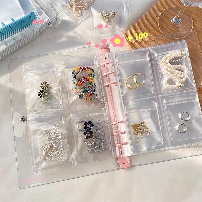 Travel Jewelry Organizer Book, High Capacity Clear Jewelry Storage Book with Portable Thick PVC Pouches,Jewelry Organizer Bags for Earrings Necklace and Rings