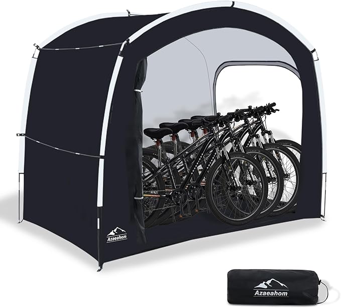 Bike Storage Shed Tent with Rain Fly, Enhanced Waterproof & Sun Protection Outdoor Storage for Bicycle, Motorcycle, Easy Setup Portable Shelter for Garden Tools, Lawn Mower (Extra Large)