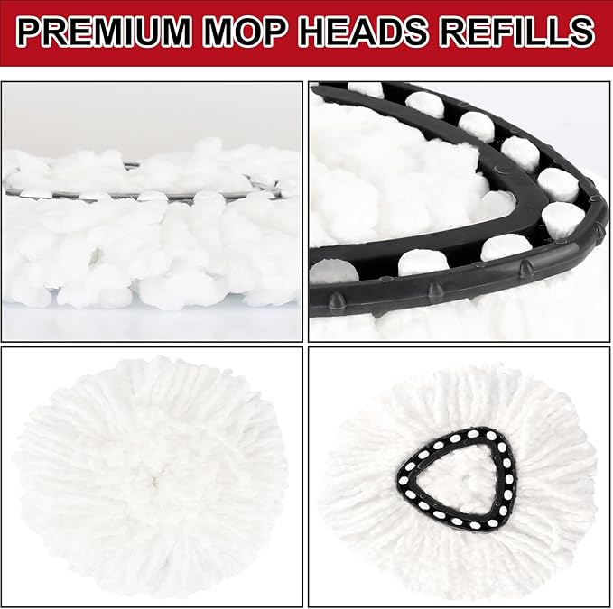 10 Pack Spin Mop Replacement Heads, 100% Microfiber Spin Mop Refill for Easy Wring Compatible with Triangle Spin Mop, 360 Degree Spinning Mop Replace Head for Floor Cleaning