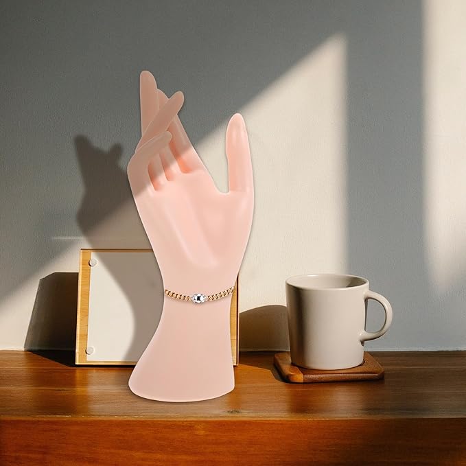 Hand Model Display Stand for Jewelry Collection Decorative Bracelet and Ring Storage Holder Skin Tone Mannequin Hand Stable Tabletop Organizer for Accessories
