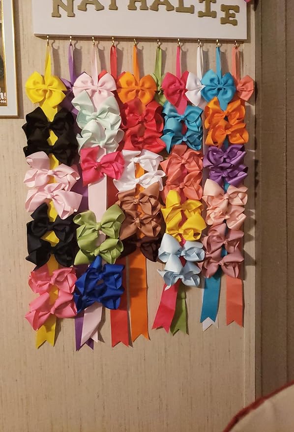 12PCS Girls Hair Bow Holder Rope Hair Clips Ribbon Hair Accessories Storage Organizer Headband Display Hanger Hanging Jewelry Organizers(Mixed 6-8 Random Colors)