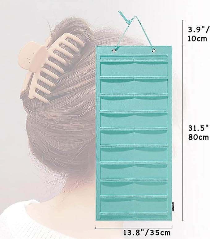 ACQTULOU Hair Claw Clips Organizer, 10 Layers Large Hair Clip Storage for Women Girls, Hanging Hair Accessories Holder Organizer for Wall Door Closet(Hair Accessories Not Included) (green)