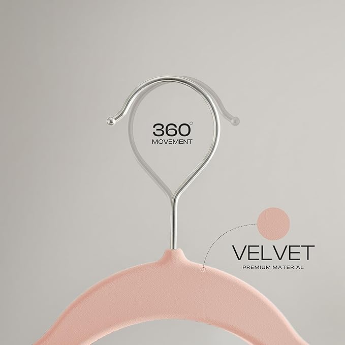 Utopia Home Velvet Hangers 30 Pack - Non-Slip Suit Hangers with 360 Degree Rotatable Hook - for Pants, Coats, Shirts & More (Pink)