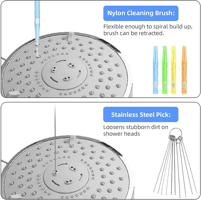 20pcs Shower Head Cleaner Brush & 10pcs Picks, Shower Head Cleaning Remover Brush Tool for Unclogging Unclogger Small Hole Tiny Mini Nozzle Pore Gaps Jewelry (4 Colors)