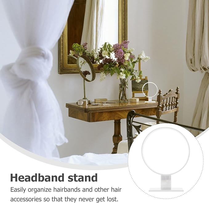 Lurrose Round Acrylic Headband Display Stand Hairband Organizer Rack for Women Girls Hair Accessory Holder Present Occasion Stylish Desktop Storage